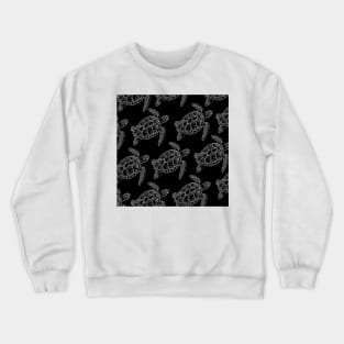 turtle aloha print pattern hawaii black and white Crewneck Sweatshirt